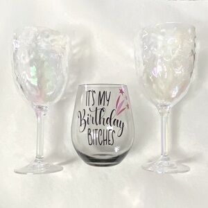 'It's My Birthday Bitches’ Acrylic Wine Glass Set